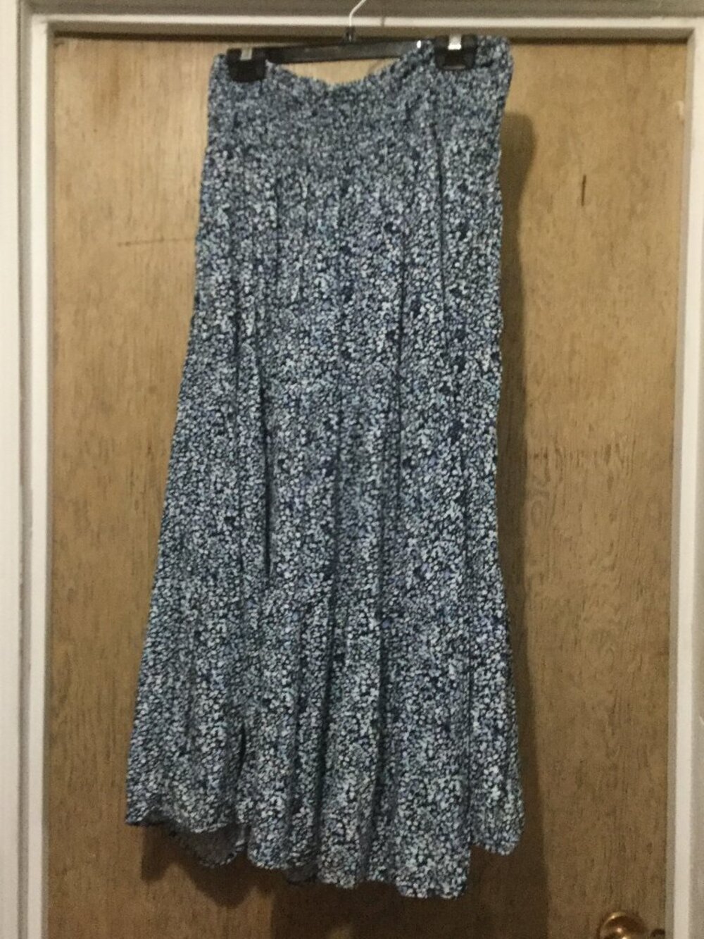 Paisley sky maternity tiered skirt navy with blues white floral size medium